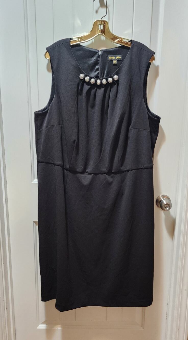 Shelby Nites Embellished Sleeveless Black Shift Dress Business Summer Size 20W